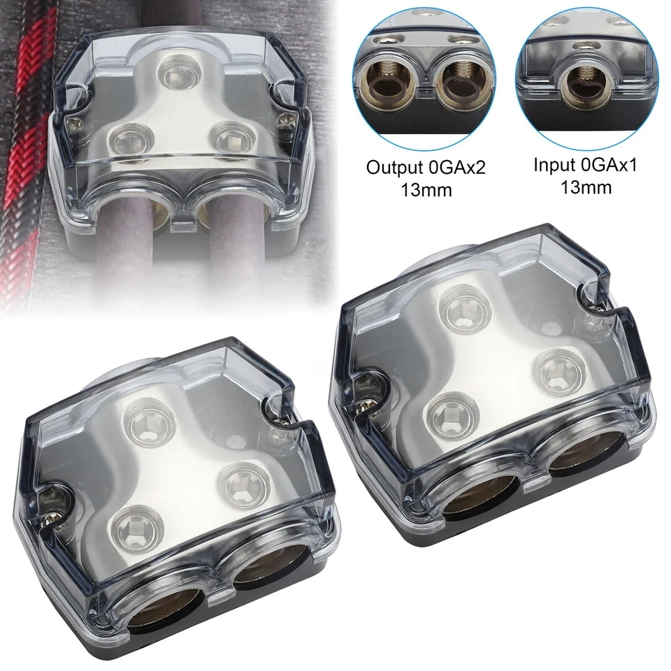 Bloco de distribuição 2 vias calibre 0 entrada saída amplificador de áudio veicular distribuidor de energia terra 2X - Imagem 4 de 4