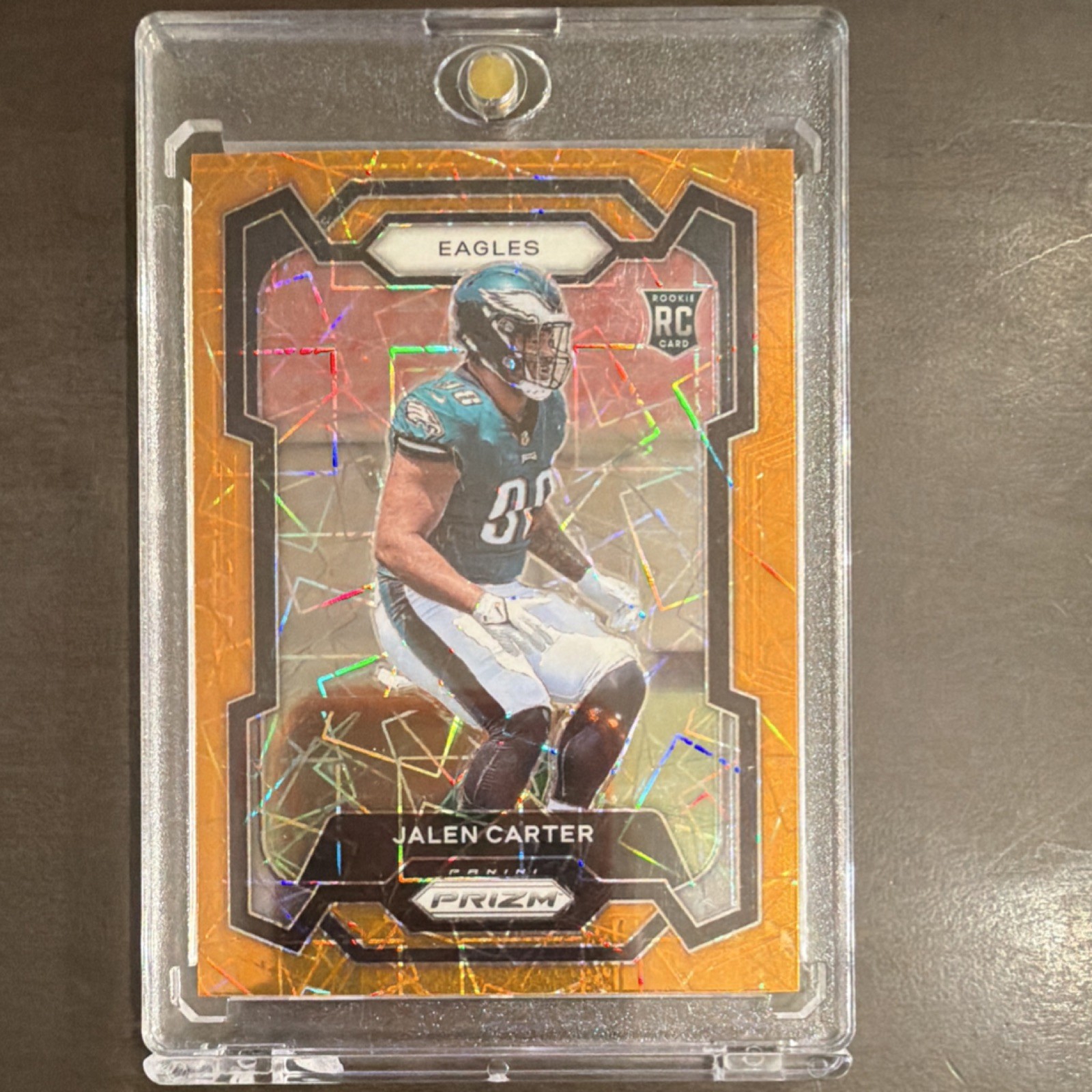 2023 Panini Prizm Jalen Carter Eagles Rookie Orange Cracked Ice #381