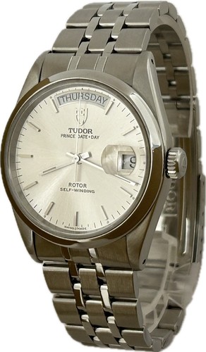 Tudor Prince Date Day 76200 Silver Automatic Unisex Watch Excellent A6334