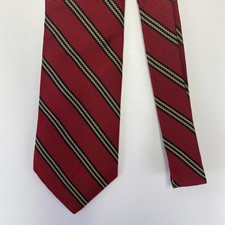 Brooks Brothers Makers 100 Silk Necktie USA Red Blue Textured Stripe 3.75"