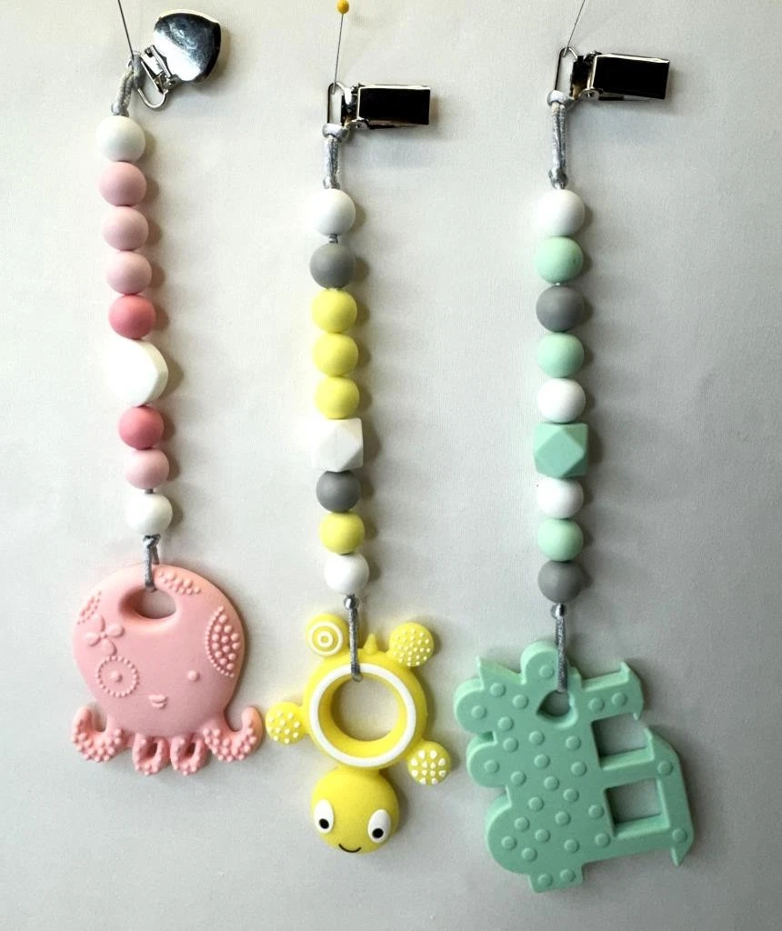 3 Baby Silicone Teething Clip Sensory Chew Toy