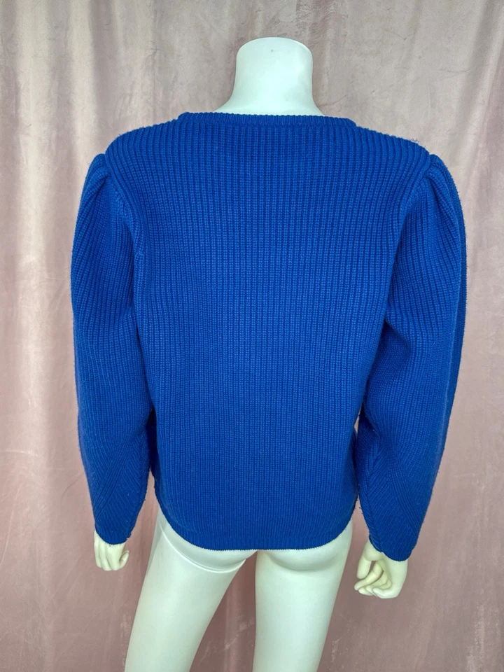 Suéter Demylee New York Mujer 100% Lana Merino Azul Manga Larga Abullonada Mediano Foto 3 de 4