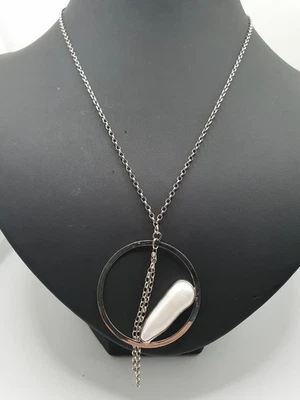 925 Silber Halskette mit Anhänger Perlmutt/Perle? Damenkette, Edelstein Schmuck - Bild 1 von 4
