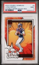 2024 PANINI CLEARLY DONRUSS CLEARLY BOMB SQUAD RED #5 JJ MCCARTHY RC /99 PSA 9