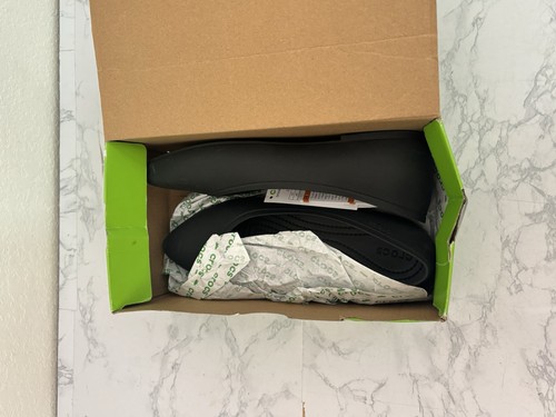 crocs brooklyn flat womens size 8 shoes black pointed toe slip on comfort flats