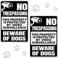Loopeer 2 Pack Beware of Dog Signs - 12 X 8 Inch No Trespassing Warning Metal Ti