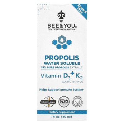 Propolis Water Soluble, Vitamin D3 + K2, 1 fl oz (30 ml)