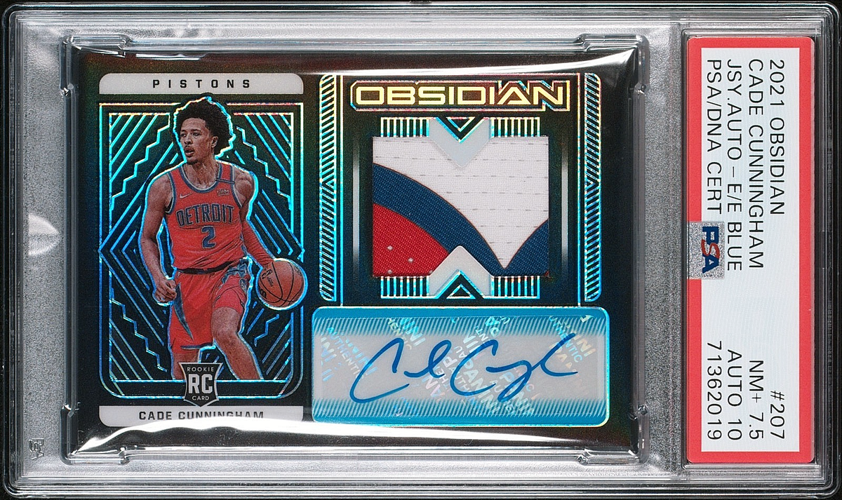 2021 PANINI OBSIDIAN CADE CUNNINGHAM RPA 6/16 Electric Etch Blue