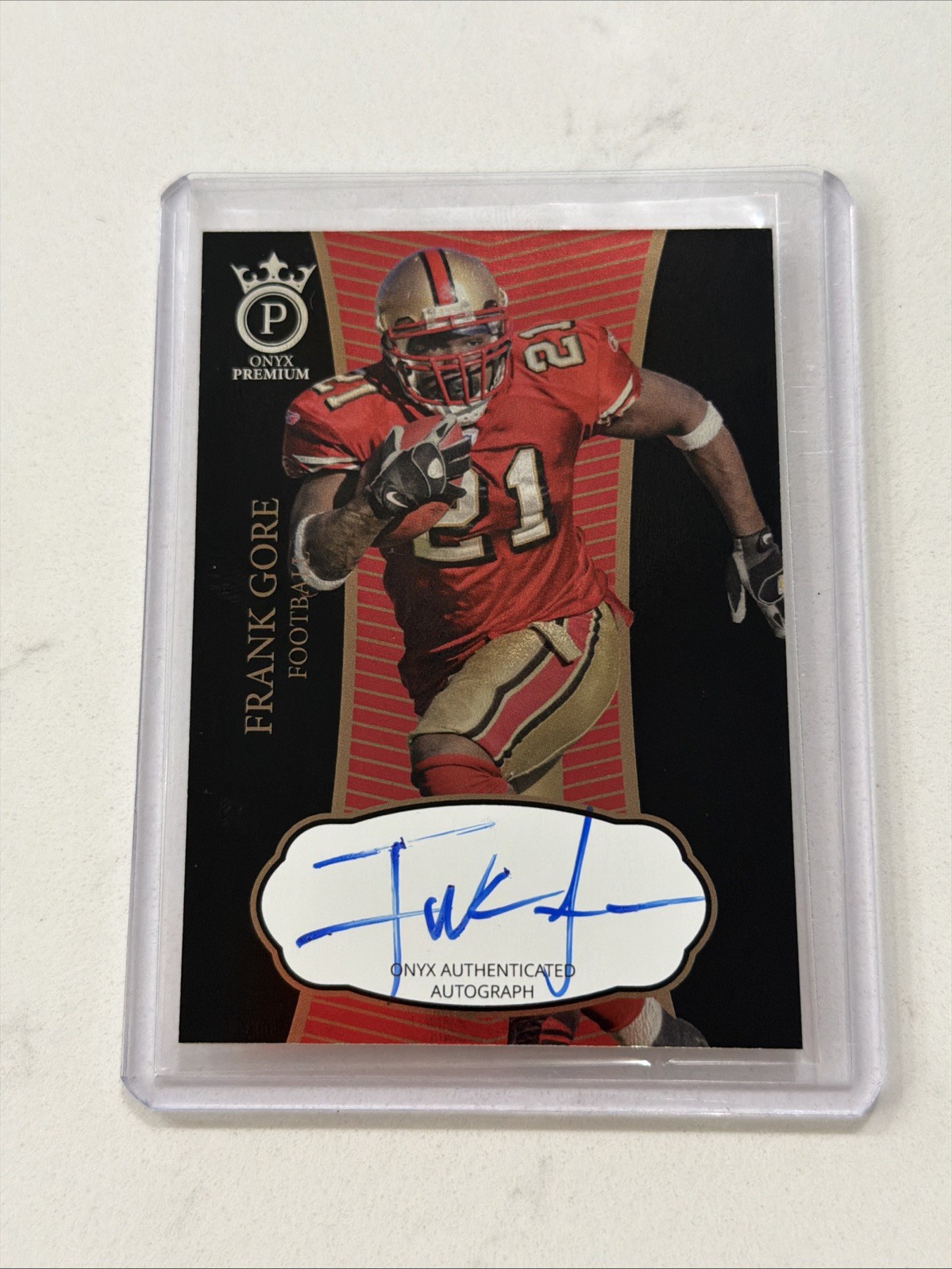 FRANK GORE 2021 ONYX PREMIUM AUTOGRAPH AUTO- 49ERS!!
