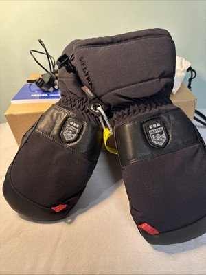NEW Hestra Power Heater Gauntlet Electric Ski Mitten Black Size 8