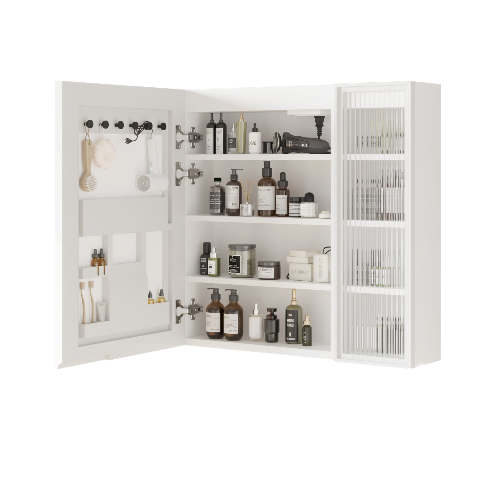 28x28" LED Mirrored Medicine Cabinet for Bathroom w/ USB Power Outlet Wall Mount