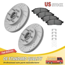 RWD Front Drilled Brake Rotors Pads For 2004-2008 Ford F-150 Lincoln Mark LT