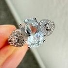 925 Sterling Silver Ring 7x5mm Natural Aquamarine Gemstone Women Handmade Bow — photo 1