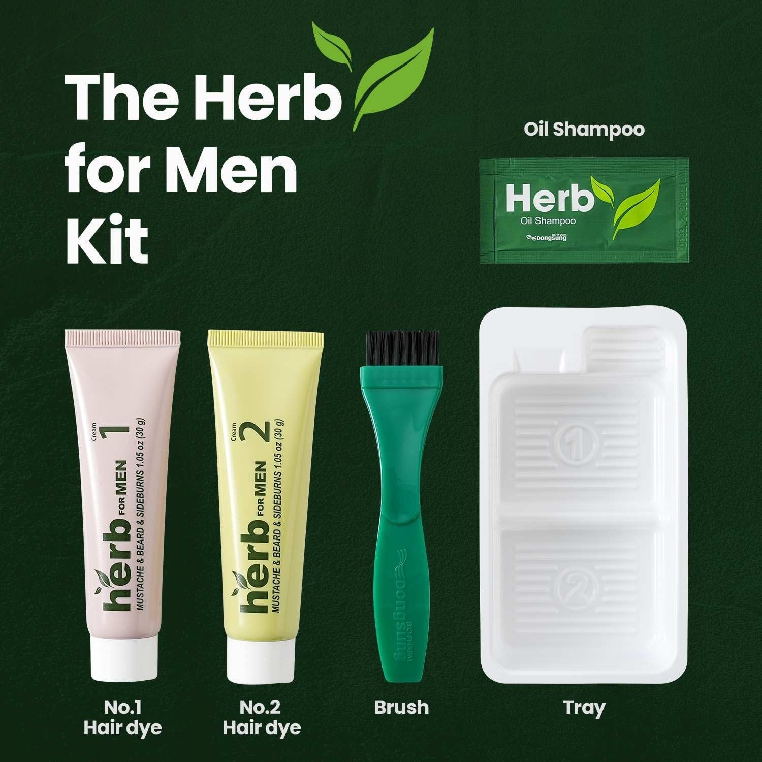 Herb For Men Mustache & Beard Dye (Dark Brown, 1 Pack), PPD-Free Ammonia-Free...