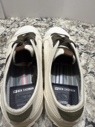 Ben Sherman Madison Ox Mens Canvas Sneakers Shoes 10.5 Cream Preppy Casual - Picture 4 of 11