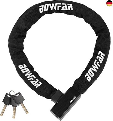 Bowfar Fahrradschloss, Kettenschloss Hohe Sicherheitsstufe level 7, mit 6mm