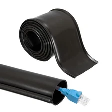Wires Hider, 6.6 Feet Long 1.6" Inner Dia Flexible Silicone Cord Cover (Black)