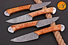 CUSTOM HAND MADE FORGED DAMASCUS STEEL STEAK KNIVES CHEF SET KITCHEN KNIFE