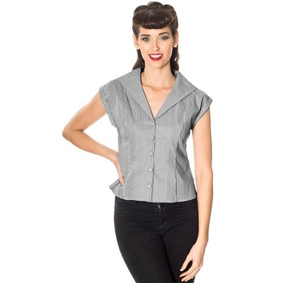 Dancing Days Vintage Rockabilly Bluse Shirt Hemd Top Oberteil - Willows Schwarz