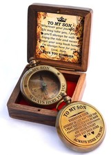 Gift for Son from Mom Dad Engraved Compass 2" - Father to Son Gifts Mom to ...