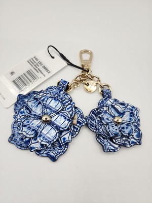 Brahmin Magnolia Flower Duo Bag Charm Key Fob Coastal Blue NWT