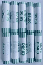 10 Rolls of $5 Roosevelt Dime, from the bank possible SILVER or ERRORS??