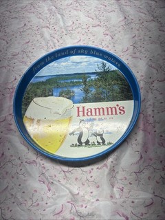 Vintage Hamm’s Beer Serving Tray Bears Lake Scene 12”