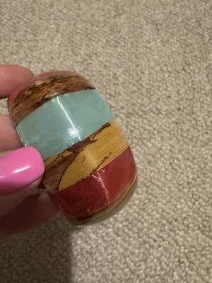 Rosa Türkis Leichter Holz Armreif Armband Ethno Boho Vintage Retro