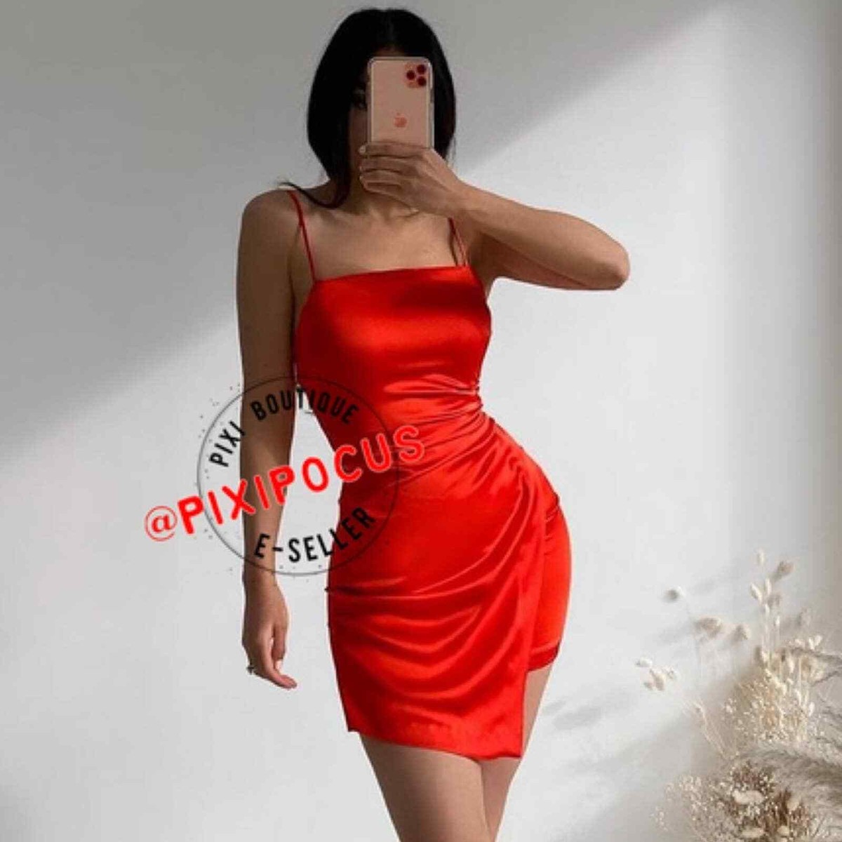 Bright red top mini dress