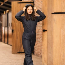 34012 Horze Annica Waterproof Padded Riding Full Grip Overall - Caviar Black NEW