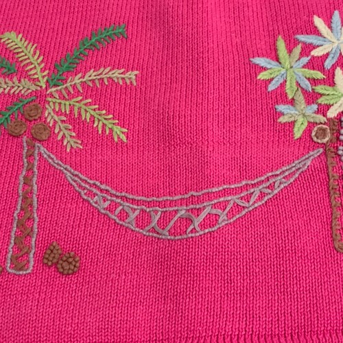 BellePointe Pink Vest with Embroidery Palm Trees Size Large - Picture 5 of 13