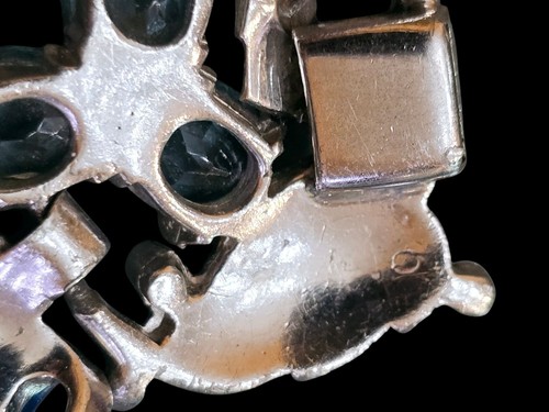 Vintage 1930s Rhodium-Plated Blue Enamel Trillium Bracelet Attributed to Mazer - Picture 12 of 13