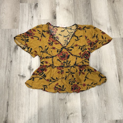 Knox top babydoll autunno floreale oro rosa taglia L manica corta prateria