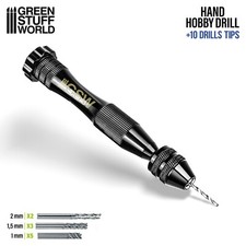 Perceuse à Main - noir - avec 10 forets assorti (1mm, 1'5mm et 2mm) - Modélisme