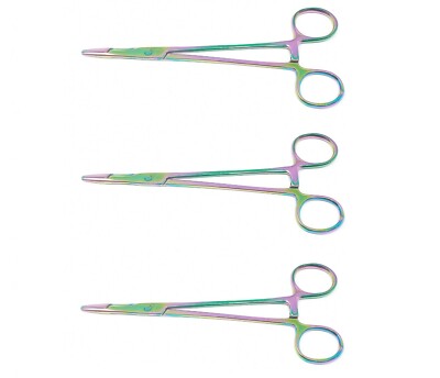 3 Olsen Hegar Needle Holder 6.5'' Rainbow/Multi Color Titanium Premium Quality 