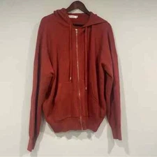 Anrabess Rust Orange Zip Up Hoodie Sweater Women’s Size XL