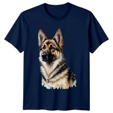 German Shepherd Dog Watercolor Art Portrait Pet Animal Lover T-Shirt