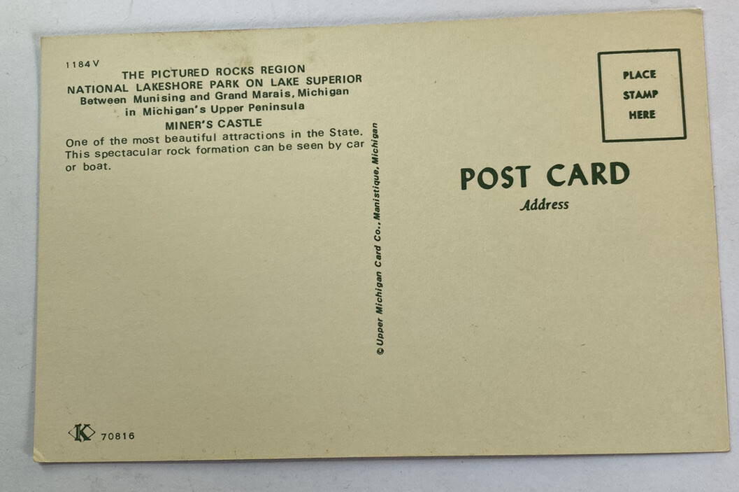 Vintage Postcard ~ Miner's Castle Rock Pictured Rocks Park~ Munising ...