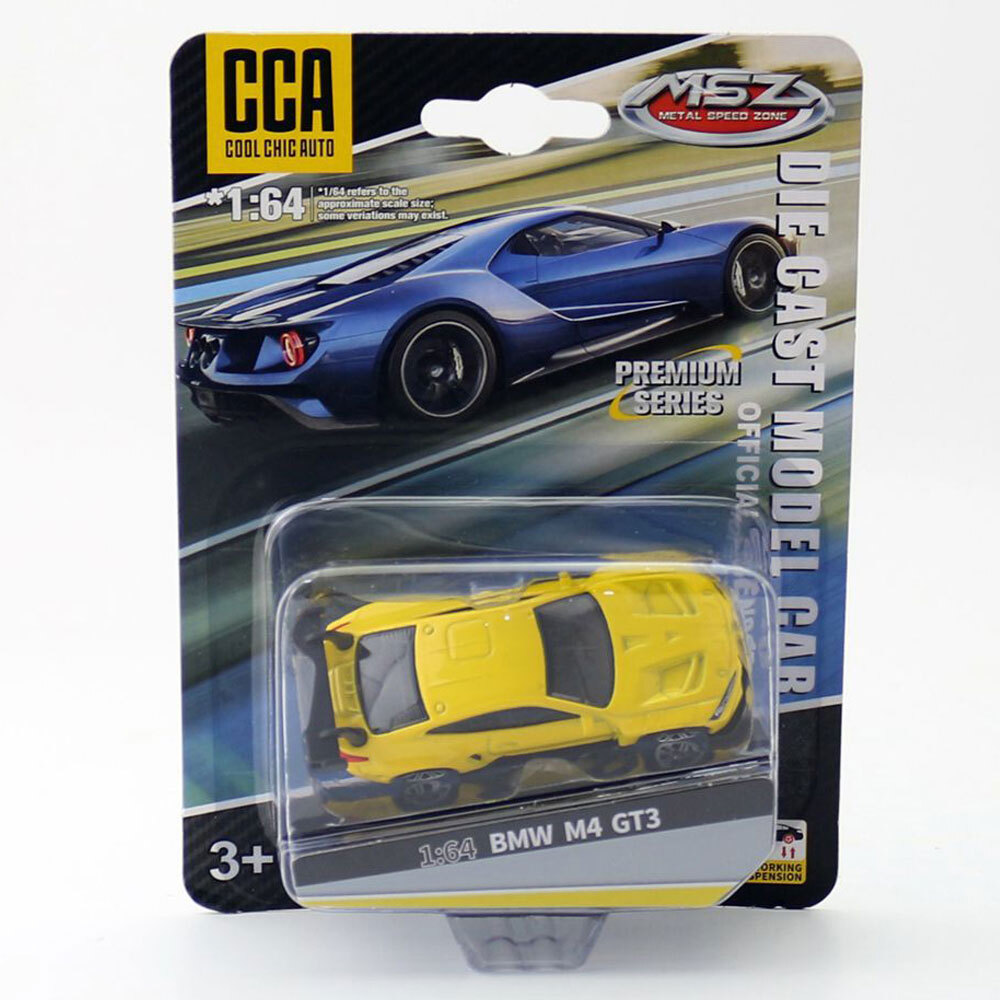 1:64 2022 BMW M4 GT3 Model Car Diecast Toy Vehicle Toys for Kids Boys Yellow