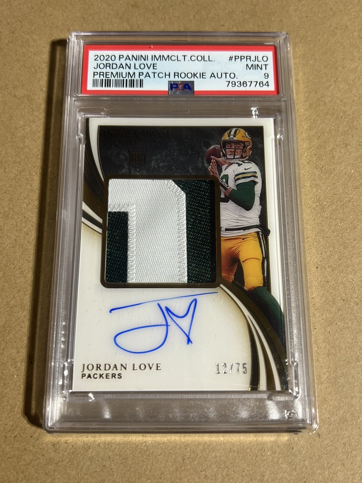 JORDAN LOVE 2020 IMMACULATE RPA ROOKIE PREMIUM PATCH AUTO RC PSA 9 RPA 12/75