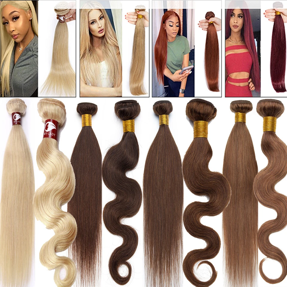 3 Paquetes 300G Extensiones de Cabello Humano Virgen Indio Brasileño Tejido Trama Recto Foto 4 de 4