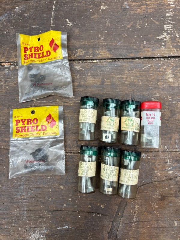 NOS Flat Head Stove Bolts sq nuts  1/4" x 1-1/4" & 3/4" x 1/4" USA Pyro Shield