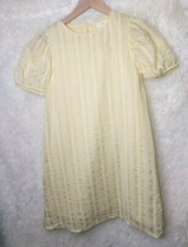 Mango Structured Dress Girls Pastel Yellow US Sz. 10 12 152cm Puff Sleeves NWT