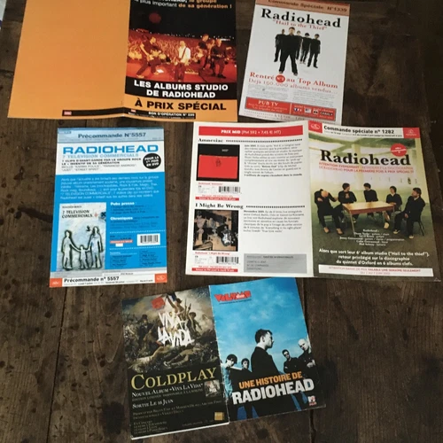 RADIOHEAD - 2 - SET OF 5 PLAN MÉDIA - RARE 5 FRENCH PRESS/KIT  !!!!!