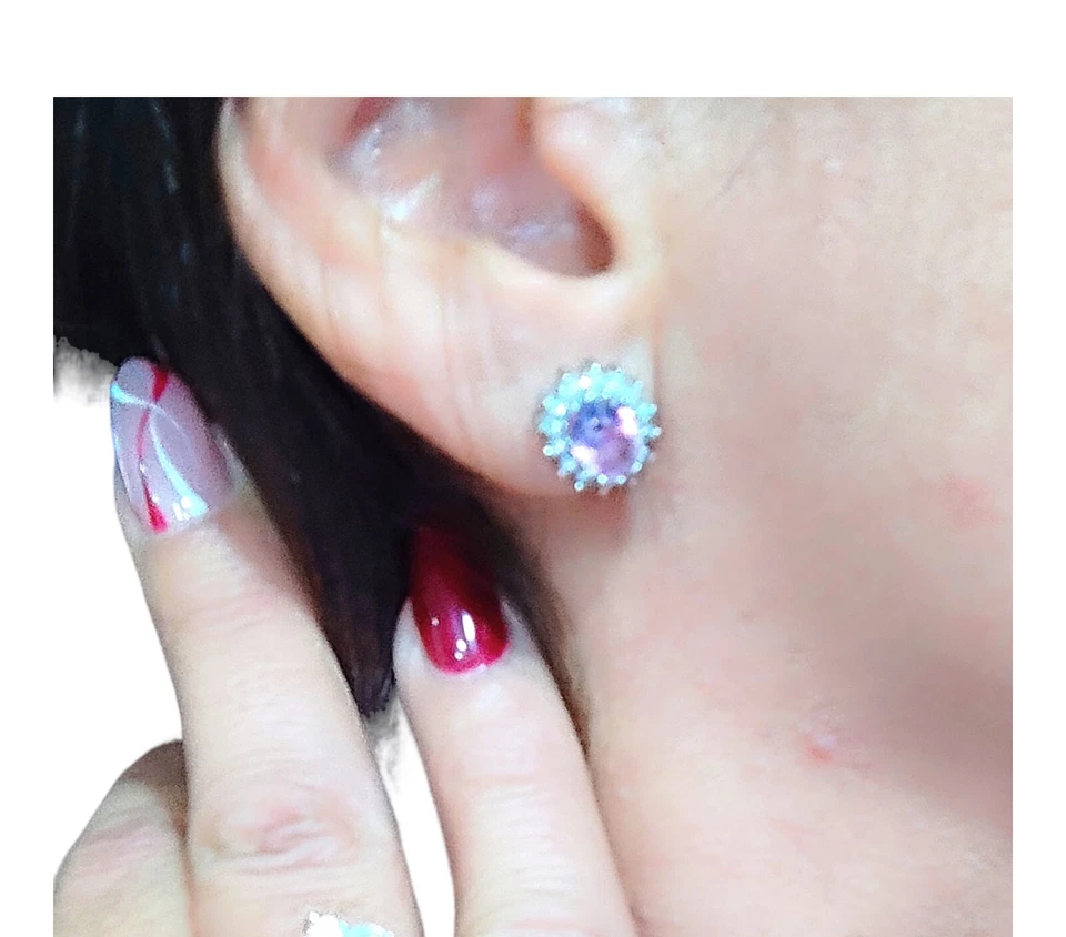 Orecchini donna pietra rosa  modello  kate argento925 bigiotteria - Immagine 4 di 4