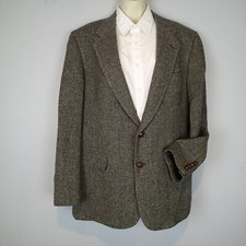 vtg Tweed Cricketeer Mens charcoal gray Herringbone Blazer Sport Coat wool