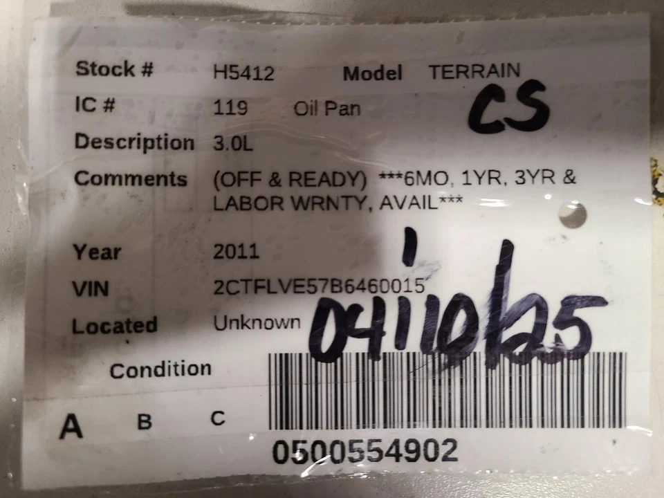 Used Engine Oil Pan fits: 2011 Gmc Terrain 3.6 Grade A Foto 3 de 4