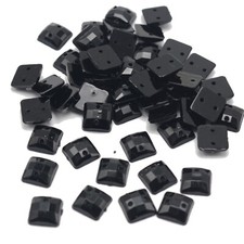 200 Black Flatback Acrylic Square Sewing Rhinestone 8X8mm Sew on Beads