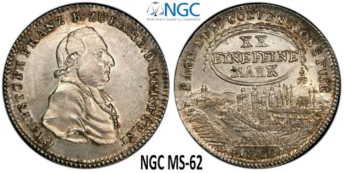 NGC Bamberg 1800 MS 62 1/2 Thaler Silver City View Coin Germany Very Rare