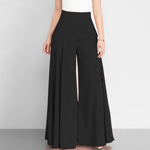 Pantalones Palazzo para mujer con cremallera cintura alta culottes sueltos acampanados pantalones de pierna ancha - Imagen 5 de 27